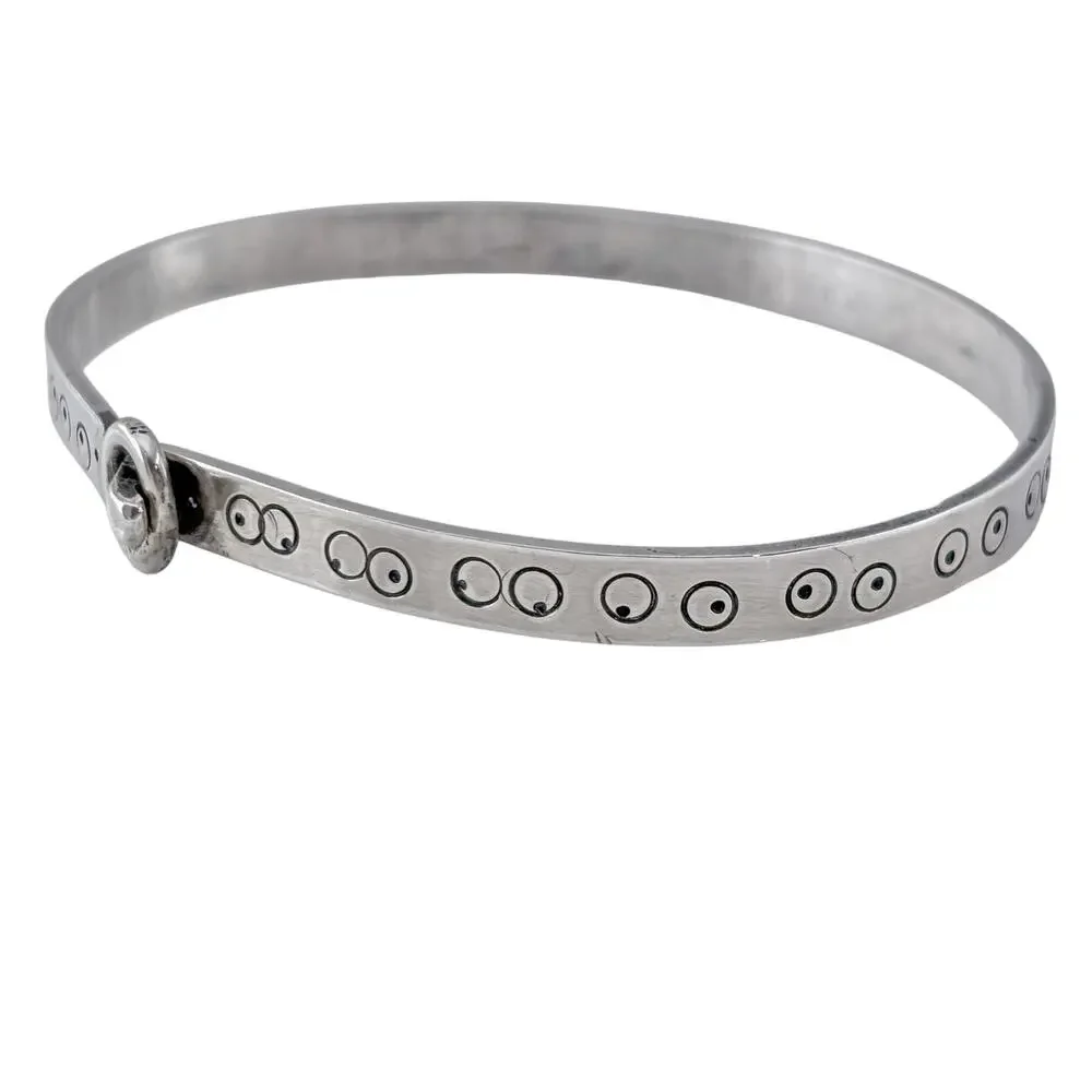 Vintage Sterling Silver 925 Stamped Circle Hook Bracelet 6.75